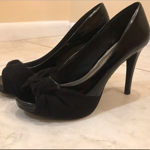 Open Toe Black Pump
